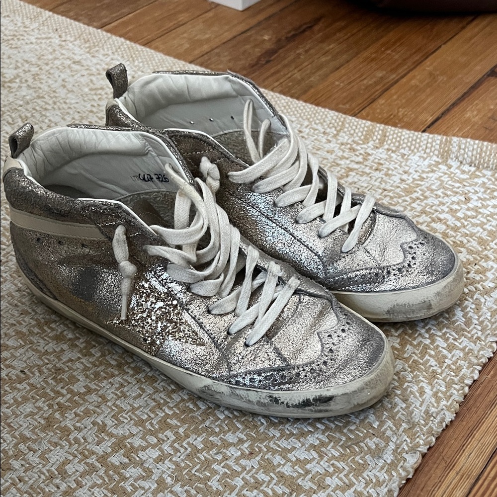 Golden Goose Silver Glitter Sneakers